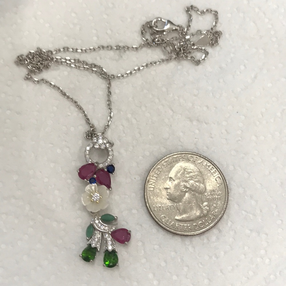 Real Ruby, Emerald & Chrome Diopside Necklace - image 1